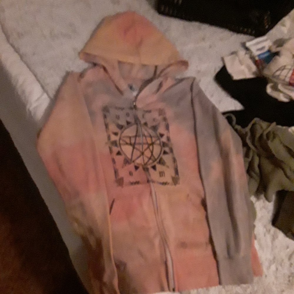 Pink tie dye Volcom zip down jacket